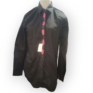 Vintage Ely Country Charmers pearl snap western shirt L black orange blue nwt